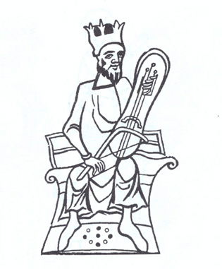 Царь Давид, играющий на старинном инструменте крут (с южнофранцузской